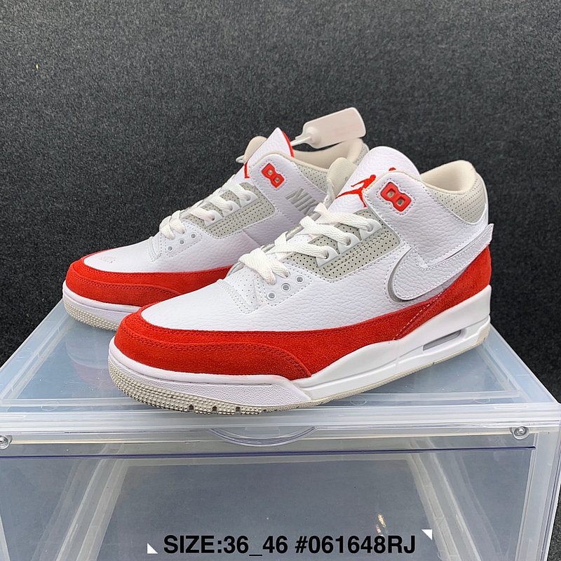 New 2021 Air Jordan 3 White Grey Red Shoes - Click Image to Close
